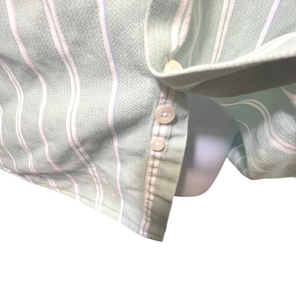 Alex Cannon Rowayton CT Green Pastel Striped Long Sleeve Button Front Shirt Lg - Picture 4 of 7